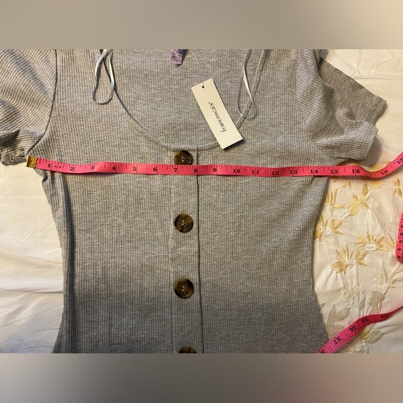 Nwt alya Sz-S Aline Gray Ribbed Tee-Shirt Dress Simplicity w/Eight Faux Buttons - Picture 13 of 16